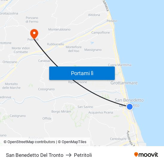 San Benedetto Del Tronto to Petritoli map