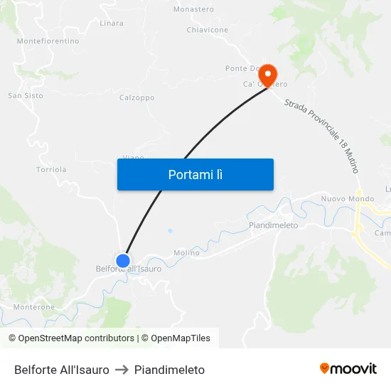 Belforte All'Isauro to Piandimeleto map