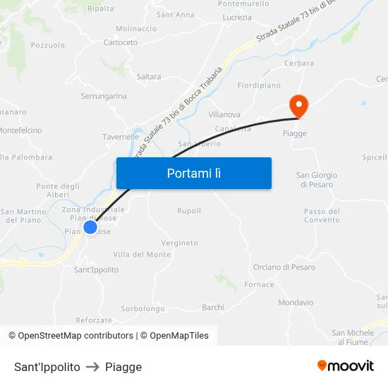 Sant'Ippolito to Piagge map