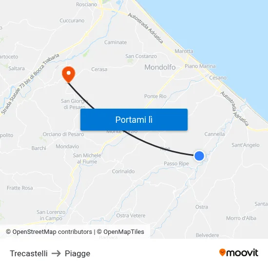 Trecastelli to Piagge map