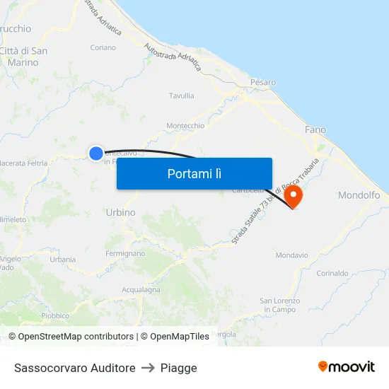 Sassocorvaro Auditore to Piagge map