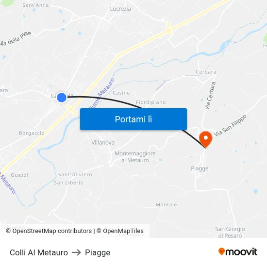 Colli Al Metauro to Piagge map