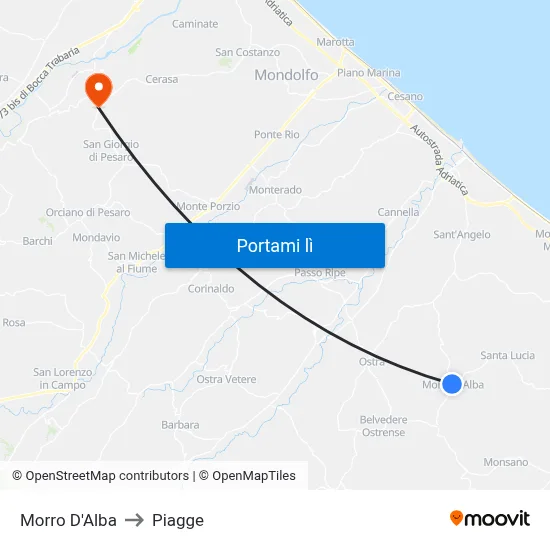Morro D'Alba to Piagge map