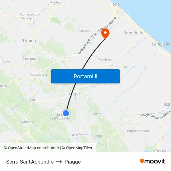Serra Sant'Abbondio to Piagge map