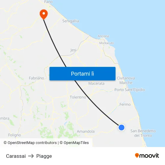 Carassai to Piagge map
