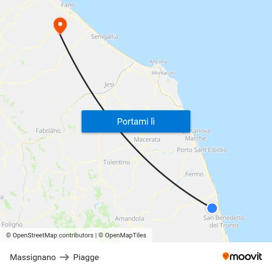 Massignano to Piagge map