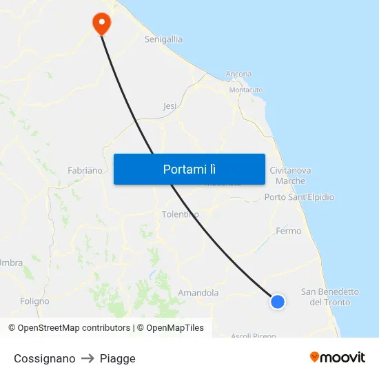 Cossignano to Piagge map