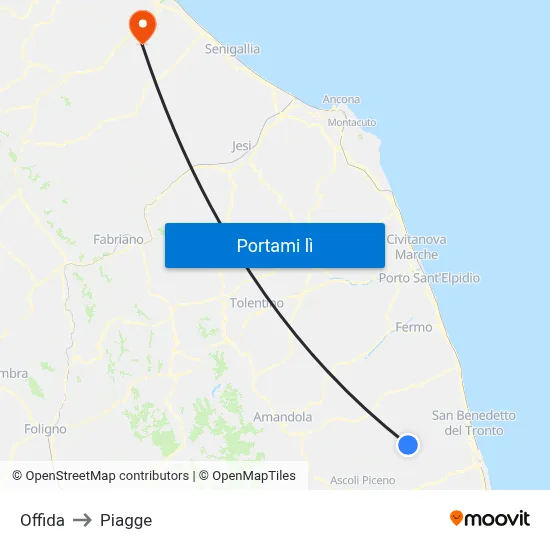 Offida to Piagge map