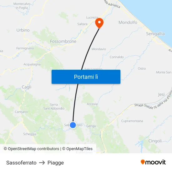 Sassoferrato to Piagge map