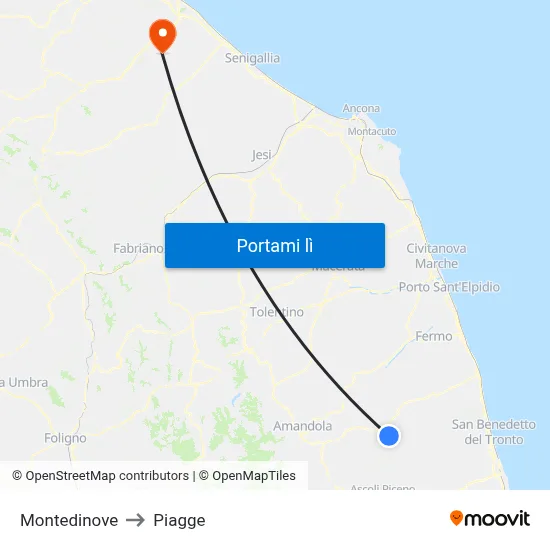 Montedinove to Piagge map