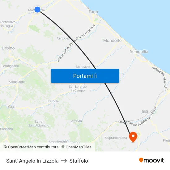 Sant' Angelo In Lizzola to Staffolo map