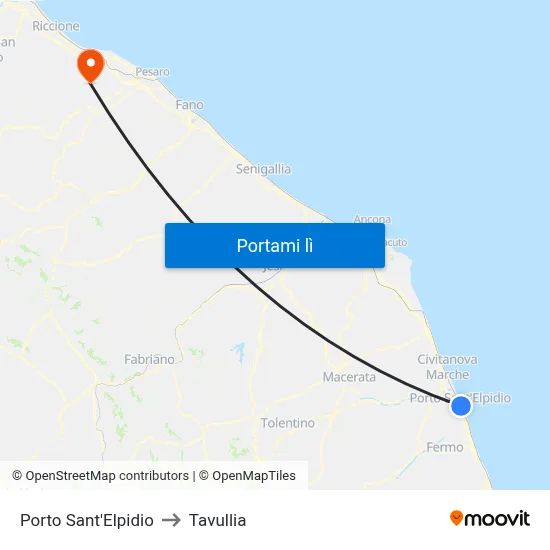 Porto Sant'Elpidio to Tavullia map