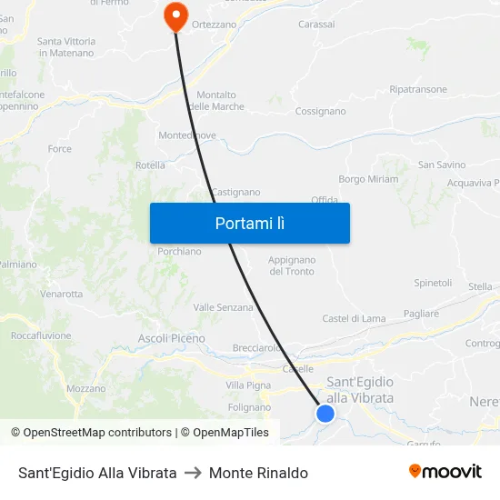 Sant'Egidio Alla Vibrata to Monte Rinaldo map