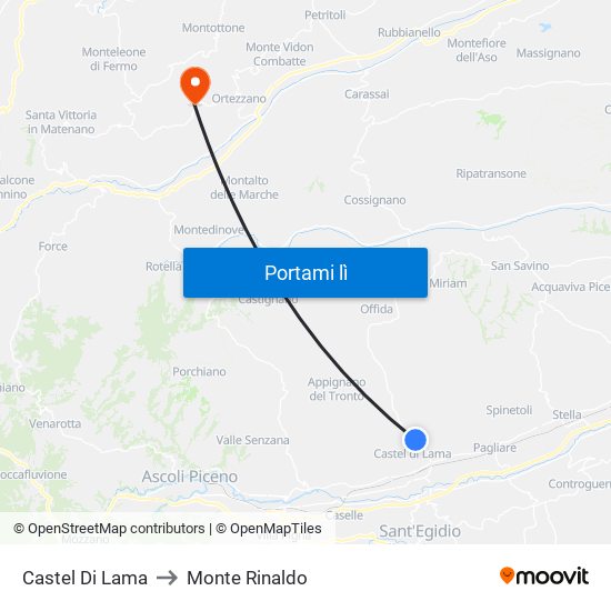 Castel Di Lama to Monte Rinaldo map