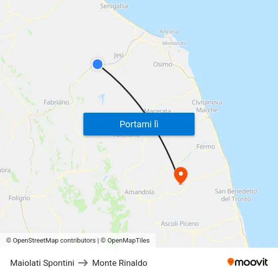 Maiolati Spontini to Monte Rinaldo map