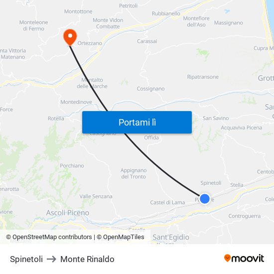 Spinetoli to Monte Rinaldo map
