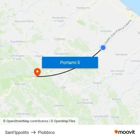 Sant'Ippolito to Piobbico map