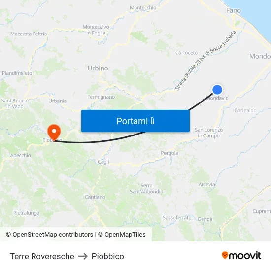 Terre Roveresche to Piobbico map