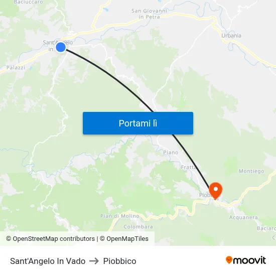 Sant'Angelo In Vado to Piobbico map