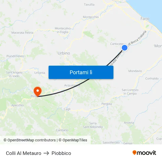 Colli Al Metauro to Piobbico map