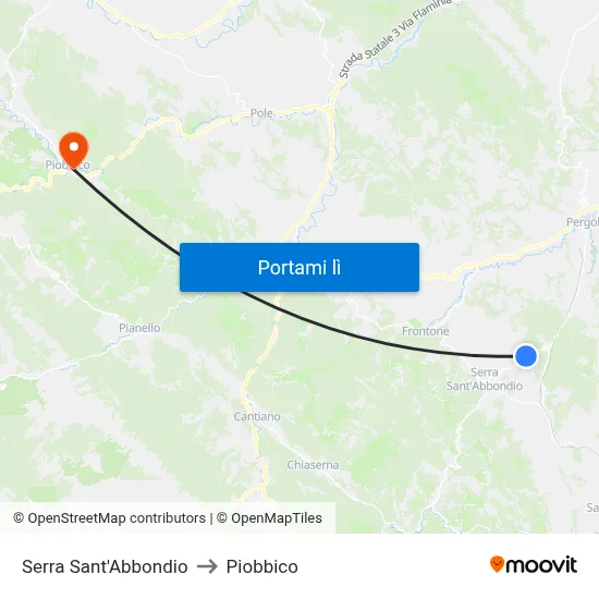 Serra Sant'Abbondio to Piobbico map