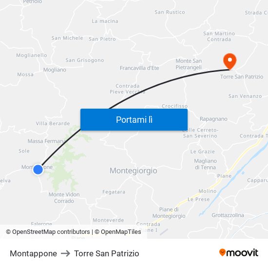 Montappone to Torre San Patrizio map