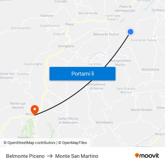 Belmonte Piceno to Monte San Martino map