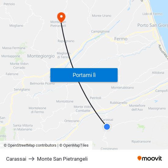 Carassai to Monte San Pietrangeli map