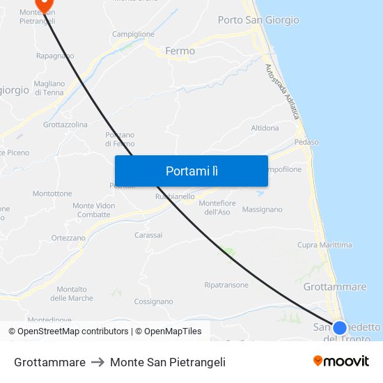 Grottammare to Monte San Pietrangeli map