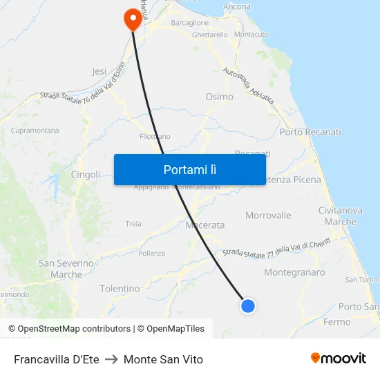 Francavilla D'Ete to Monte San Vito map