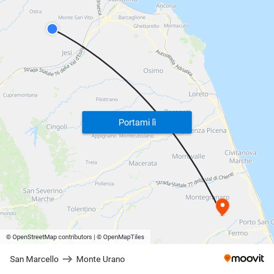 San Marcello to Monte Urano map