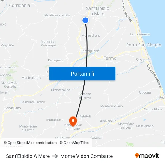 Sant'Elpidio A Mare to Monte Vidon Combatte map