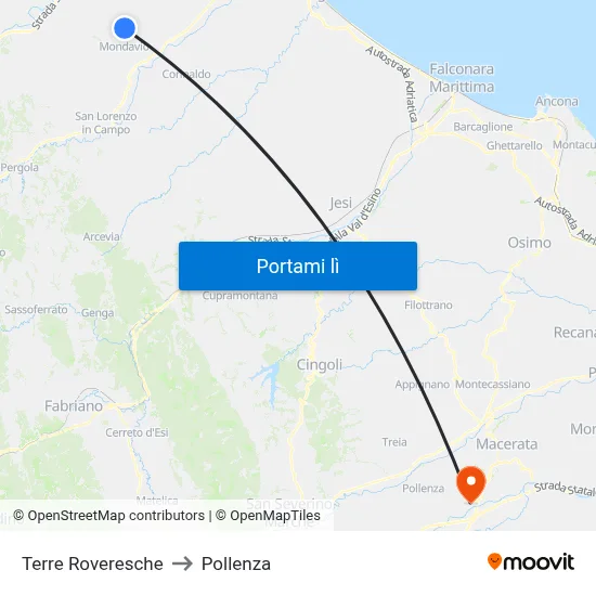 Terre Roveresche to Pollenza map