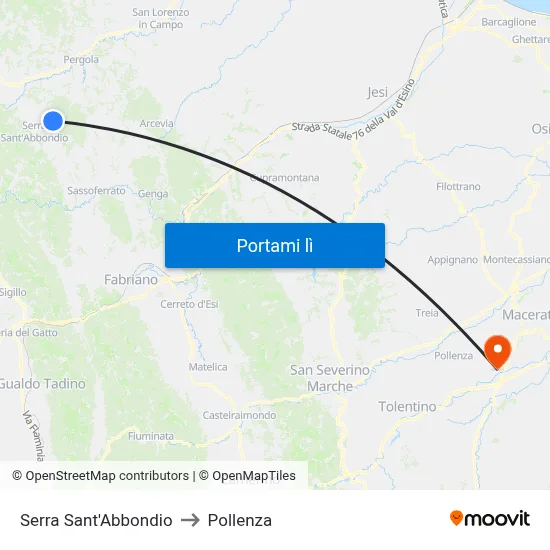 Serra Sant'Abbondio to Pollenza map