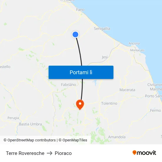 Terre Roveresche to Pioraco map