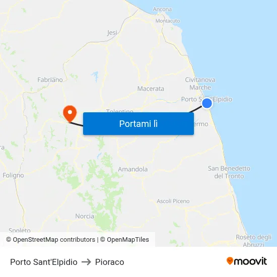 Porto Sant'Elpidio to Pioraco map