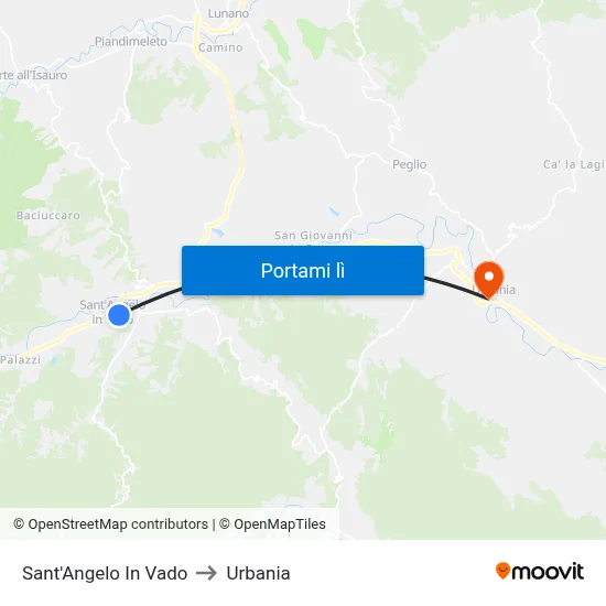 Sant'Angelo In Vado to Urbania map