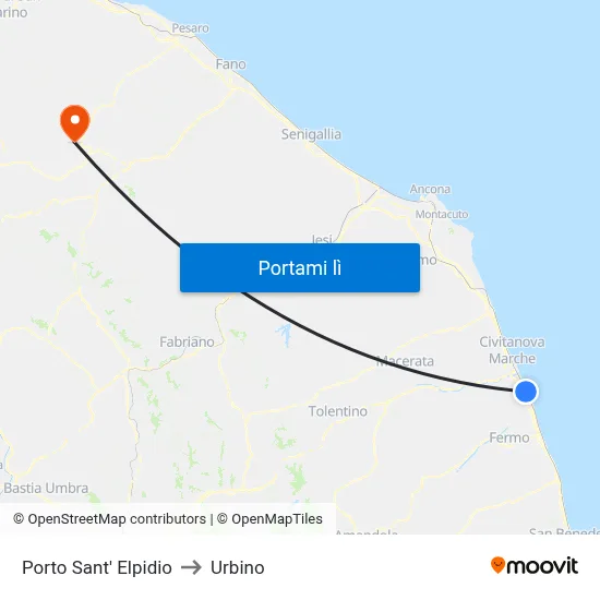 Porto Sant' Elpidio to Urbino map