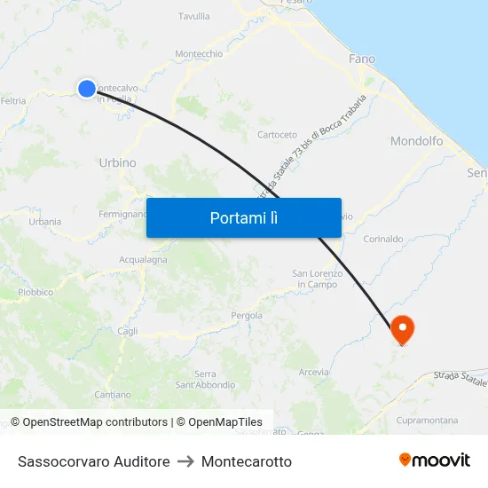 Sassocorvaro Auditore to Montecarotto map