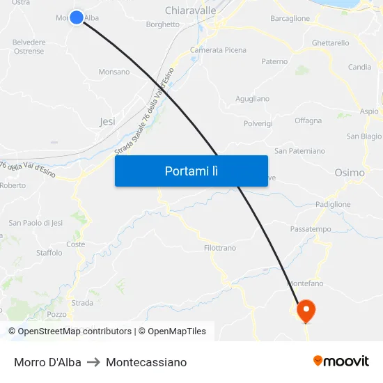 Morro D'Alba to Montecassiano map