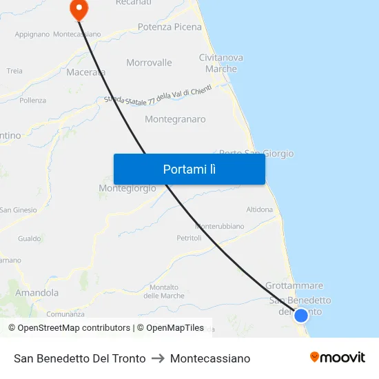 San Benedetto Del Tronto to Montecassiano map