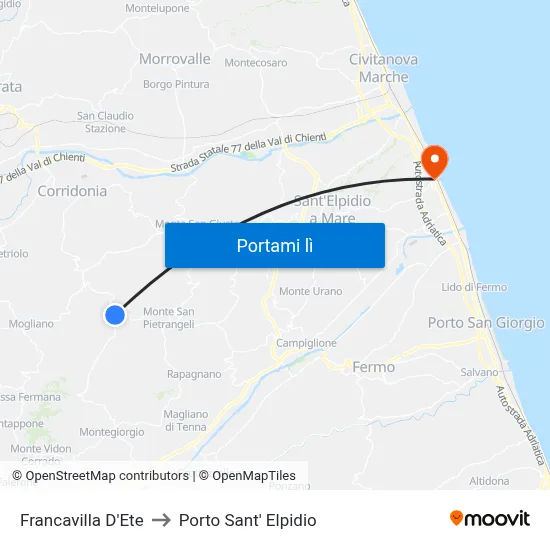 Francavilla D'Ete to Porto Sant' Elpidio map