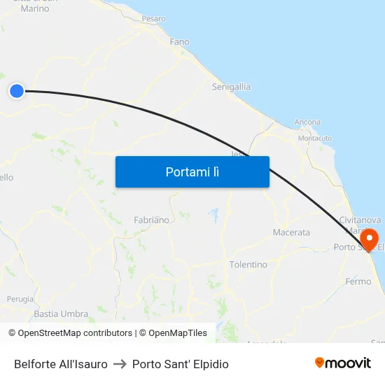 Belforte All'Isauro to Porto Sant' Elpidio map
