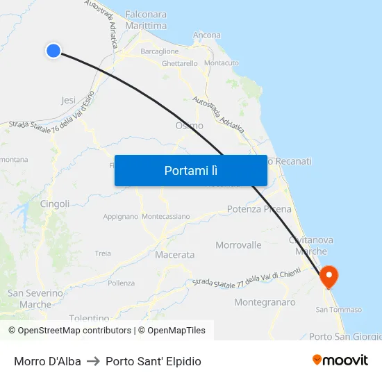 Morro D'Alba to Porto Sant' Elpidio map