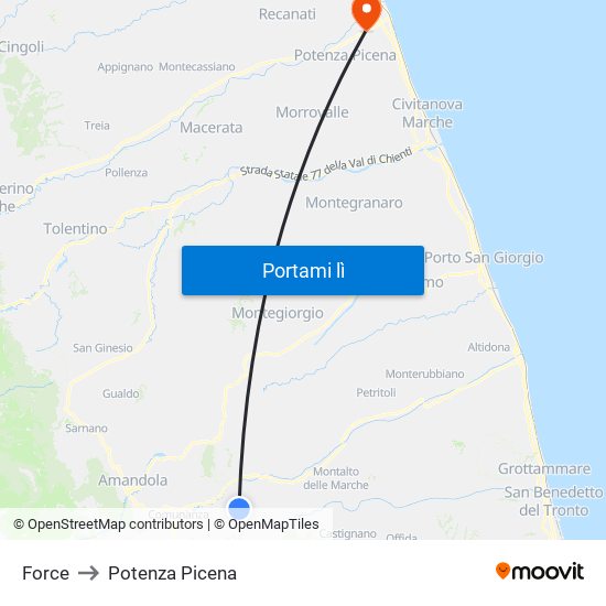 Force to Potenza Picena map