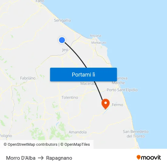 Morro D'Alba to Rapagnano map