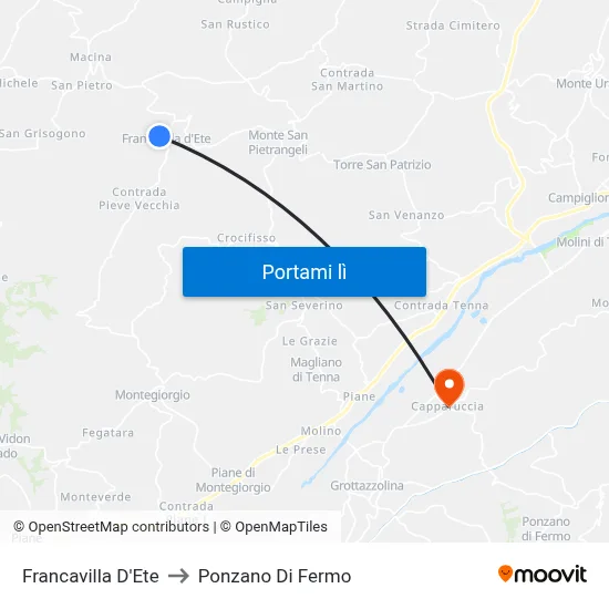 Francavilla D'Ete to Ponzano Di Fermo map