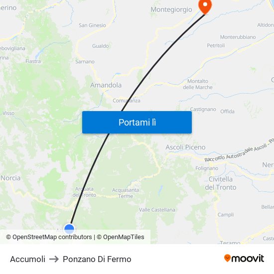 Accumoli to Ponzano Di Fermo map