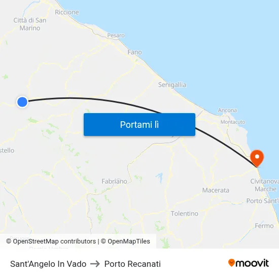 Sant'Angelo In Vado to Porto Recanati map
