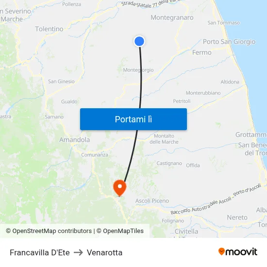 Francavilla D'Ete to Venarotta map
